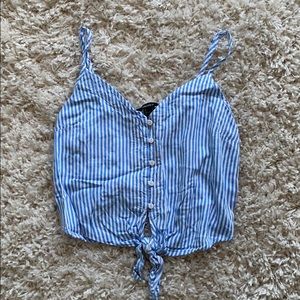 Forever 21 Blue Striped Crop Top